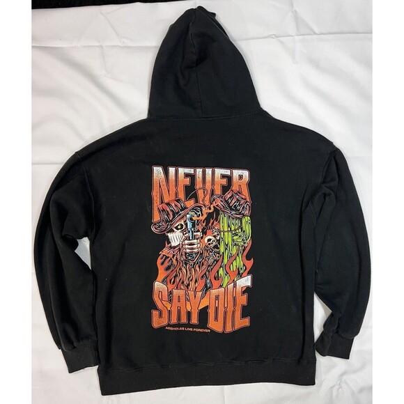 Assholes*s Live Forever Black Sabbath  NEVER SAY DIE Black Hoodie Men Sz L - Picture 2 of 8